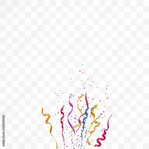 Colorful Bright Confetti Isolated on Transparent Background. Holiday Decorative Falling Shiny Confetti. Vector Illustration