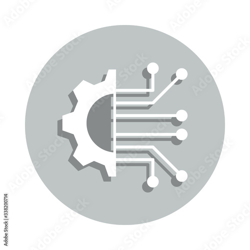 gear, circuit board, data integration badge icon. Simple glyph, flat vector of Business icons for ui and ux, website or mobile application
