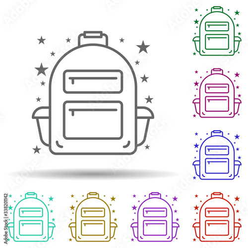 Bag backpack school bag multi color icon. Simple thin line, outline vector of bags icons for ui and ux, website or mobile application