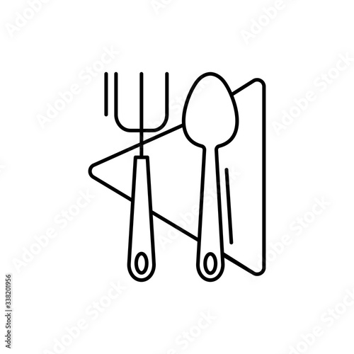 Fork, spoon, napkin icon. Simple line, outline vector elements of kitchen object for ui and ux, website or mobile application