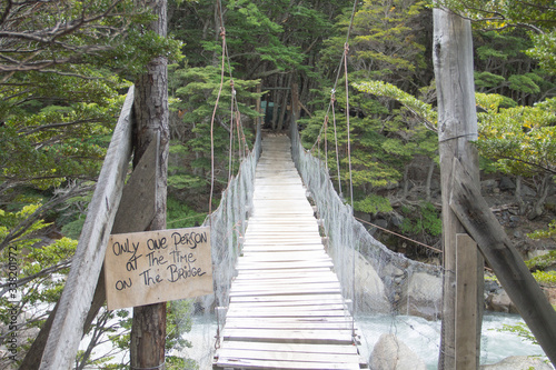 Wooden walkway near Italiano camp site  Torres del Paine