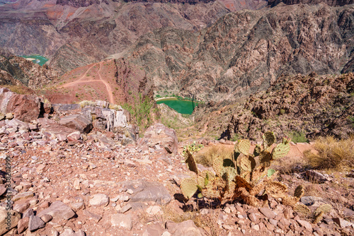 hiking zig zag on the south kaibab trail in grand canyon national park, arizona, usa photo