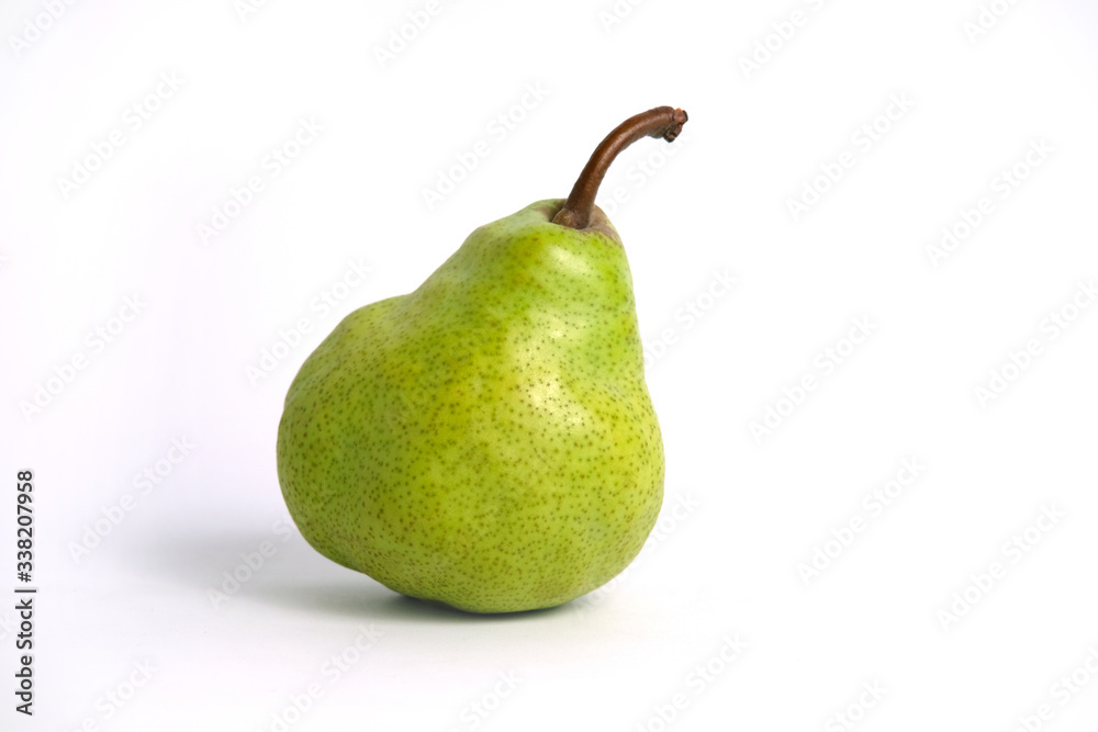 Single fresh Packham pears fruit isolated on white background Single fresh Packham pears fruit isolated on white background