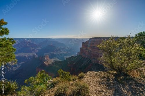 hiking the rim trail to mohave point at the south rim of grand canyon in arizona  usa
