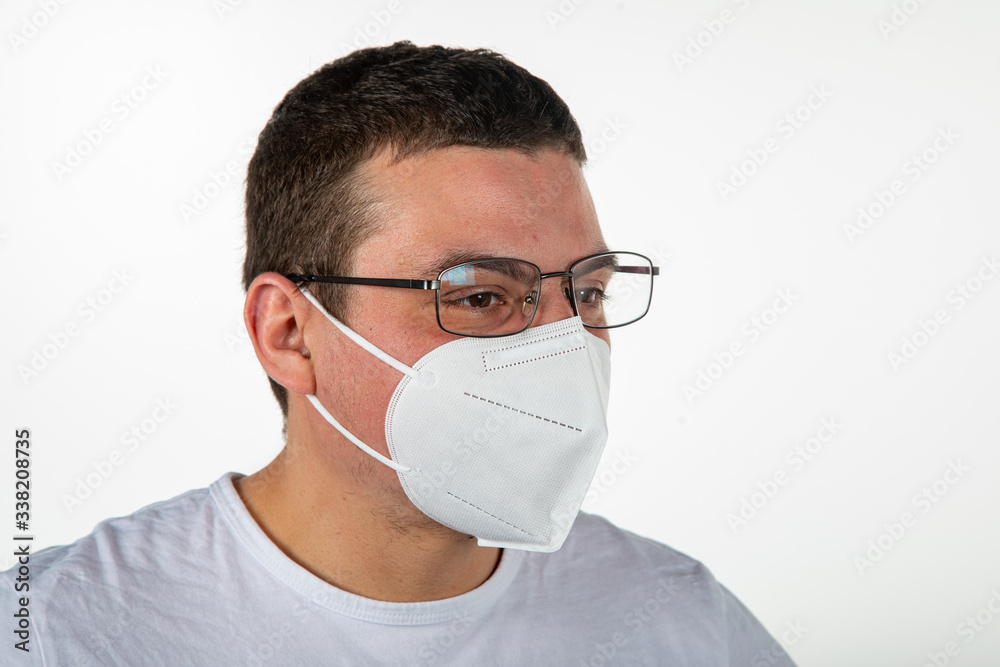 Man with glasses wearing a protective face mask Man with glasses wearing a protective face mask