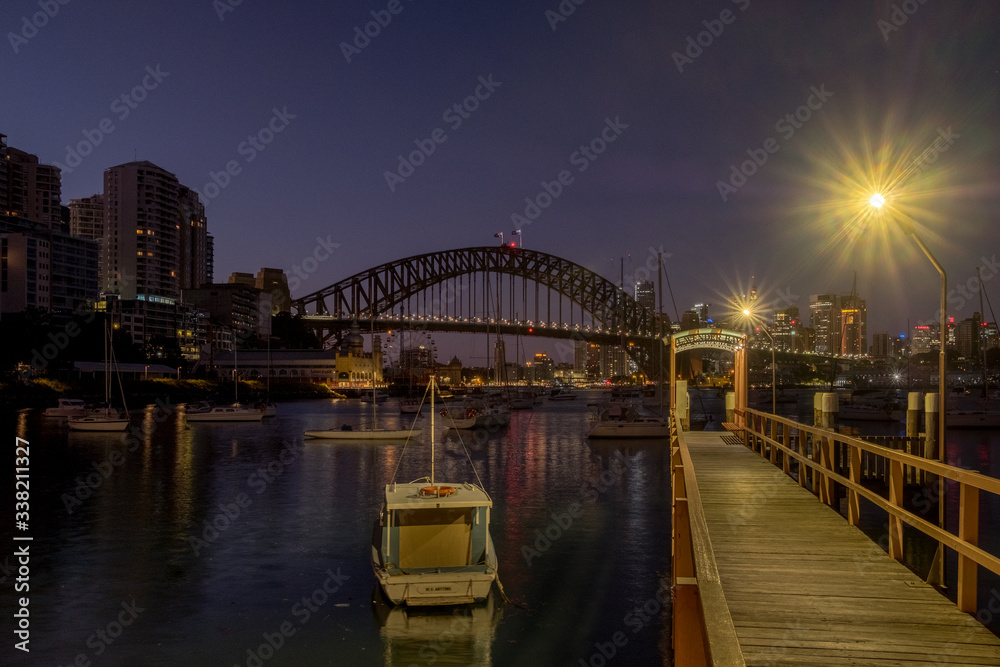 pier and harbour scene at dawn