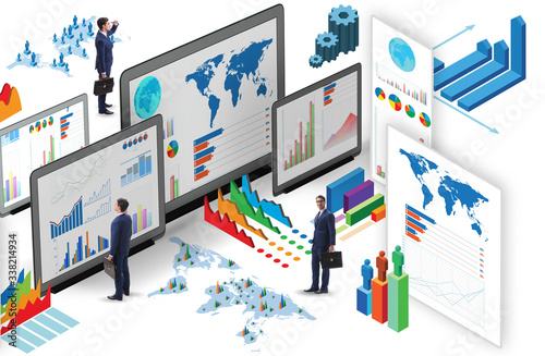 Fotografie Businessman in business visualization and infographics concept