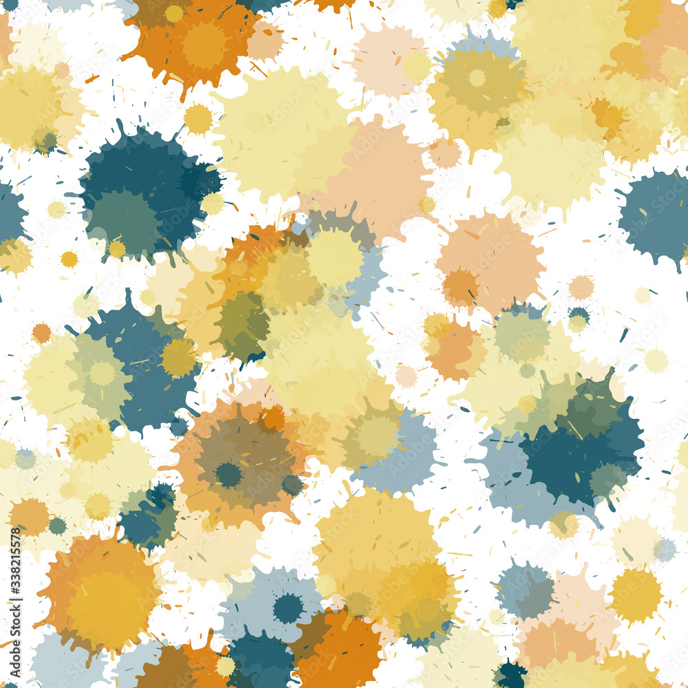 Watercolor paint transparent stains vector seamless grunge background. 