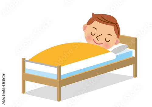 ベッドで眠る男性