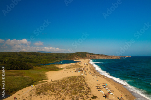 Fototapeta Naklejka Na Ścianę i Meble -  View to wild beach-Sinemorets one place  in Bulgaria from Black Sea