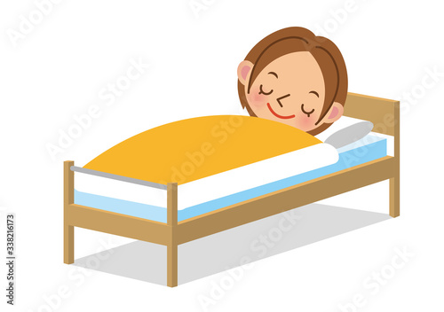 ベッドで眠る女性