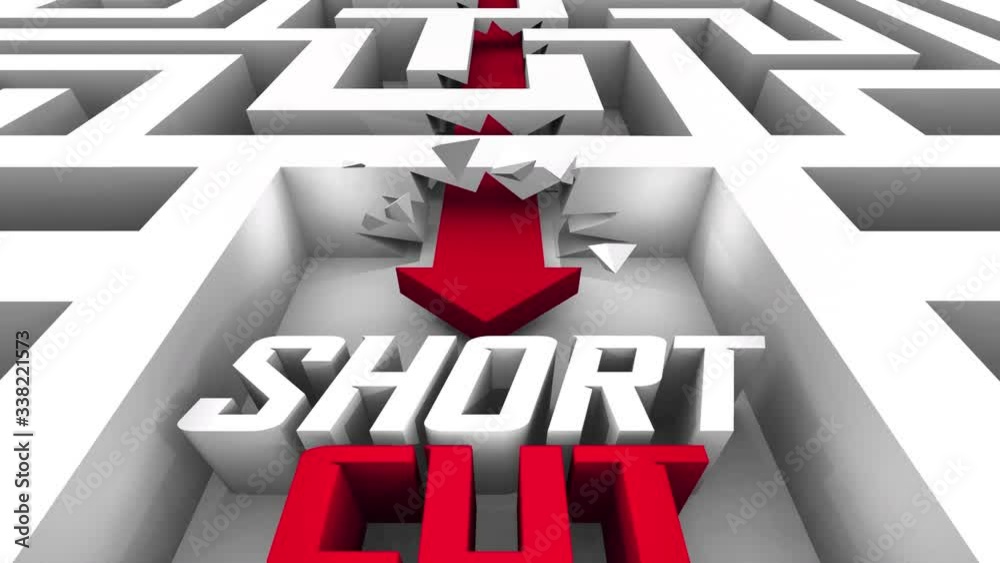 Short Cut Save Time Better Way Maze Break Through 3d Animation