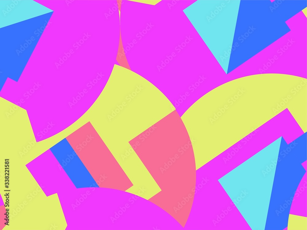 Beautiful of Colorful Art Blue, Pink, and Yellow, Abstract Modern Shape. Image for Background or Wallpaper