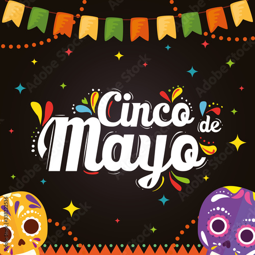 Mexican skulls and banner pennant design