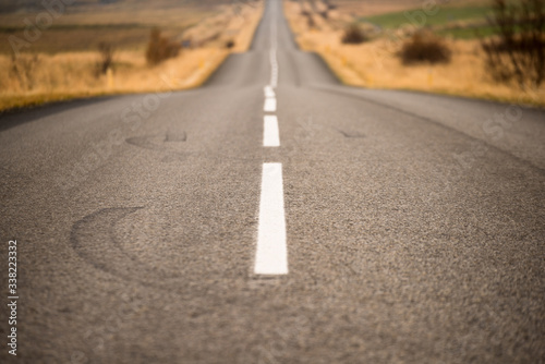 Long straight road in Iceland