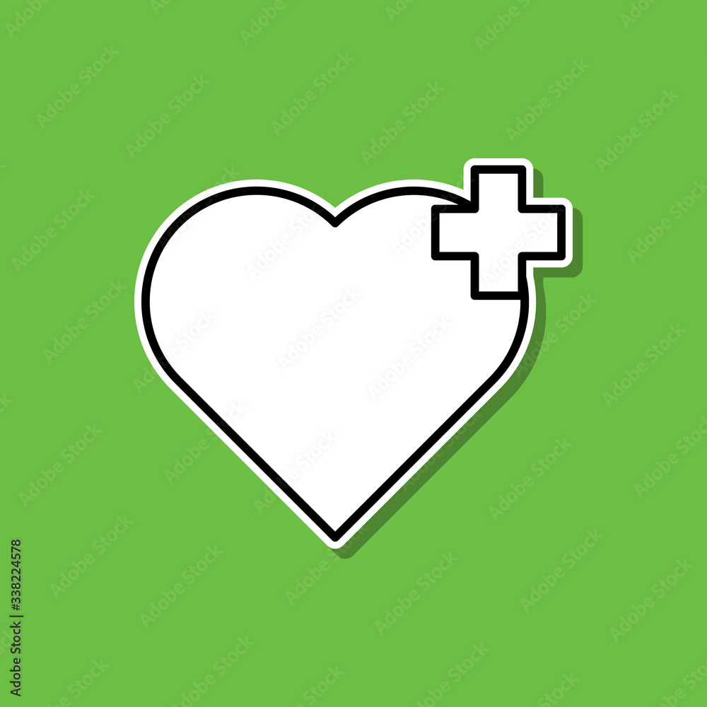 Heart sticker icon. Simple thin line, outline vector of medical icons for ui and ux, website or mobile application Heart sticker icon. Simple thin line, outline vector of medical icons for ui and ux, website or mobile application