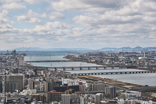panoramic view of the city of osaka, Japan