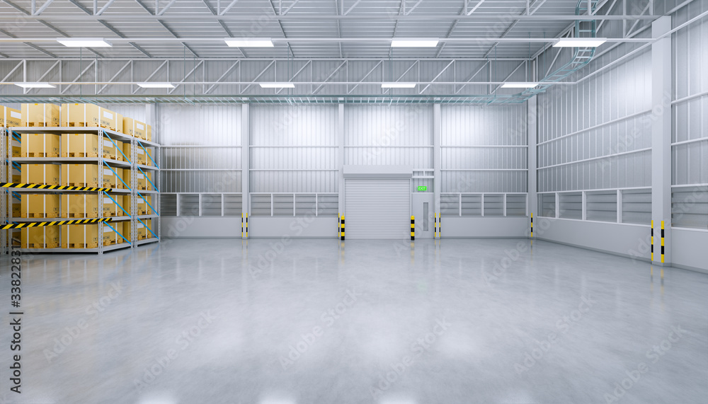 Warehouse or industry building interior. known as distribution center