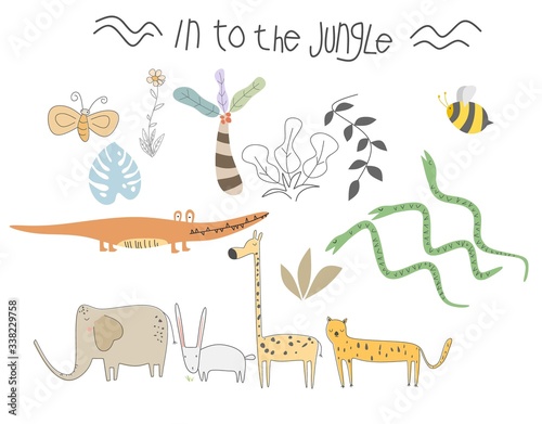 Animals jungle print. vector illustration © andin