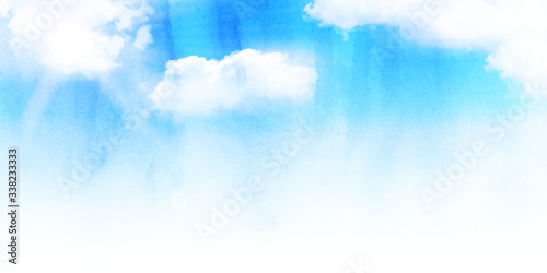 空　水彩　和紙　背景