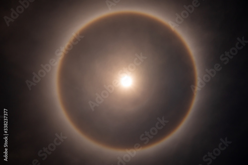 A solar halo in the clean sky during Palm Sunday (04.05.2020, Caracas, Venezuela).