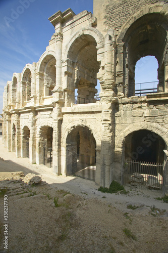 Exterior of the Arena of Arles  from ancient Roman times  can hold 24 000 spectators  Arles  France