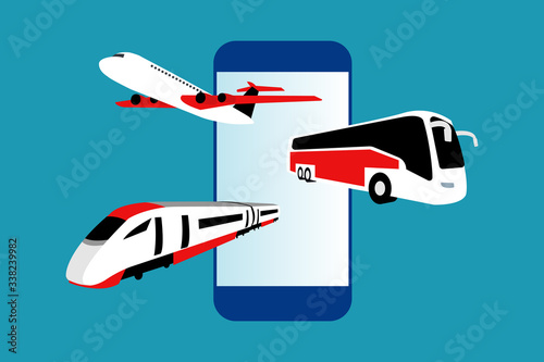 Transportation coming out of a phone screen.