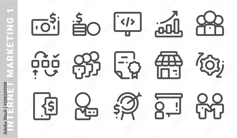 internet marketing 1 icon set. Outline Style. each made in 64x64 pixel