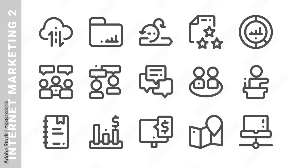 internet marketing 2 icon set. Outline Style. each made in 64x64 pixel