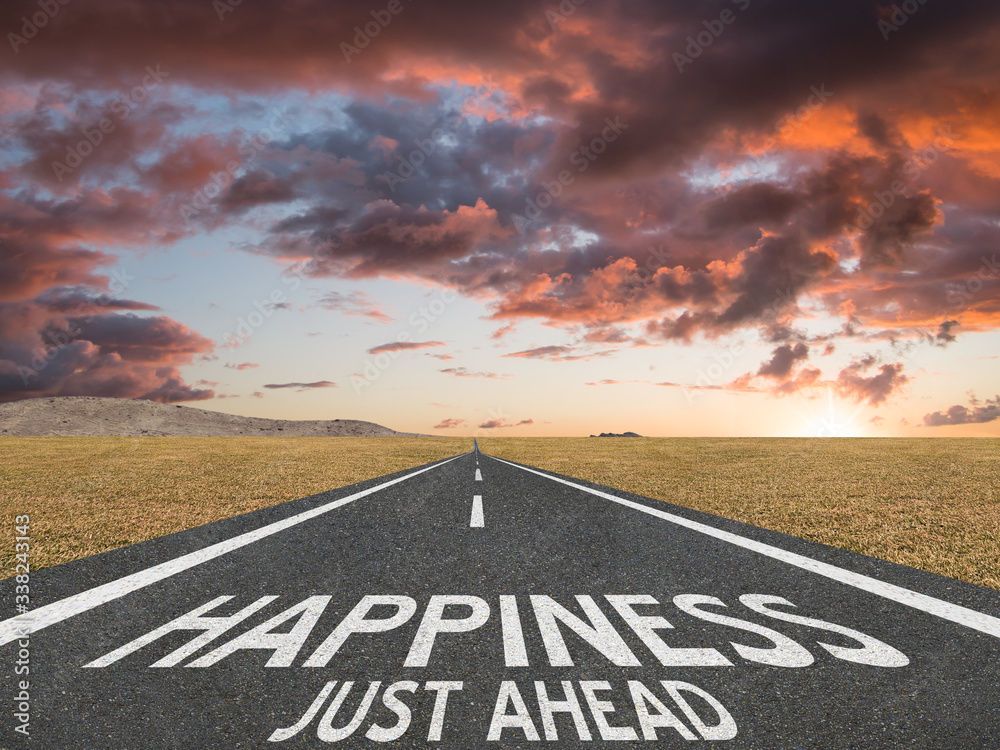 Happiness Just Ahead motivational quote