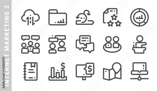 internet marketing 2 icon set. Outline Style. each made in 64x64 pixel