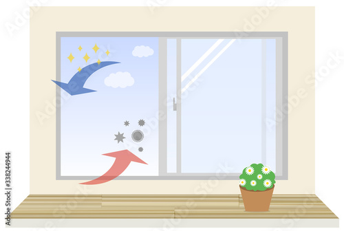 部屋　換気　イラスト