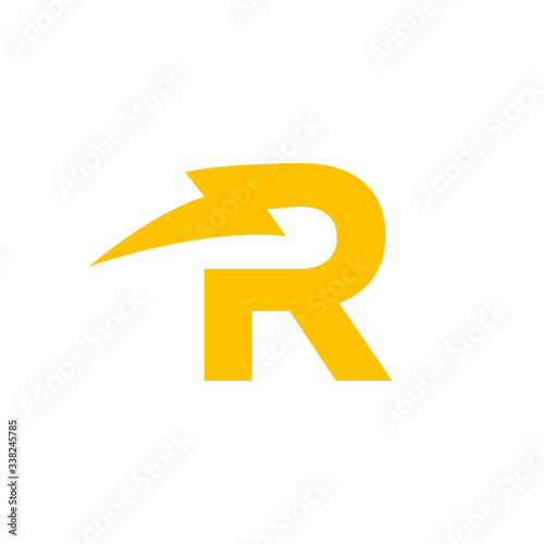Letter R Lighting Blitz Bolt Logo Design Icon Vector