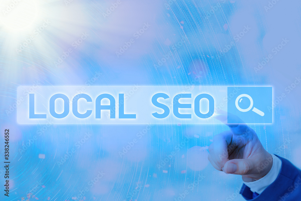 Writing note showing Local Seo. Business concept for optimize your website to rank better for a local audience
