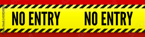No entry. Yellow striped line on red background. Warning sign for danger. Vector template. Admittance signs for walking zone and accident place