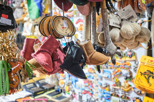 Photography Inside Paddy's Markets, Sydney with lots of souvenirs, fruits, market stalls and
