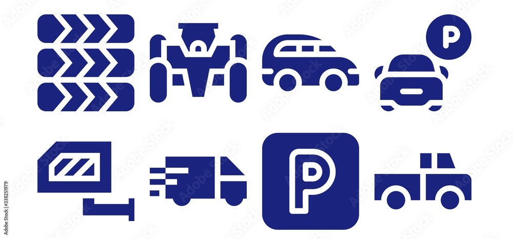 Modern Simple Set of automobile Vector filled Icons