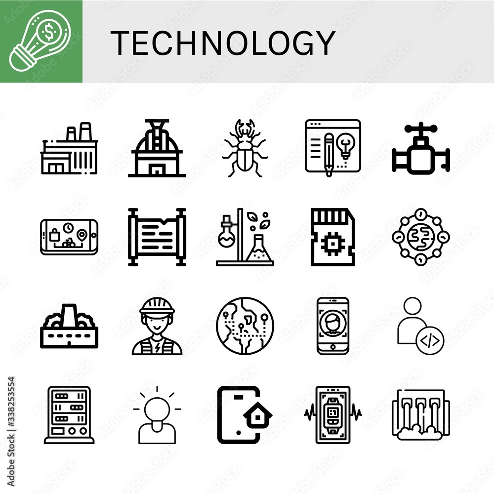 technology simple icons set