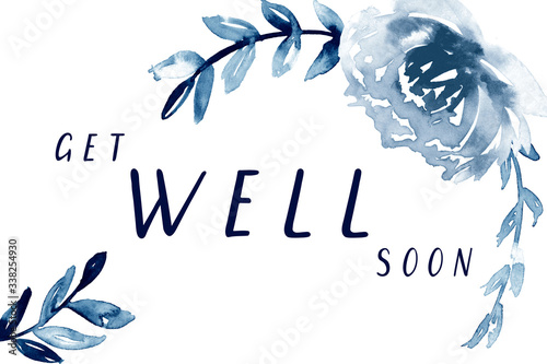 Get well soon card printable.  Hand painted watercolor get-well note.
