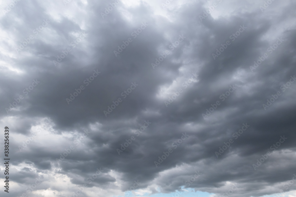 Dark storm clouds before rain used for climate background. Clouds become dark gray before raining.