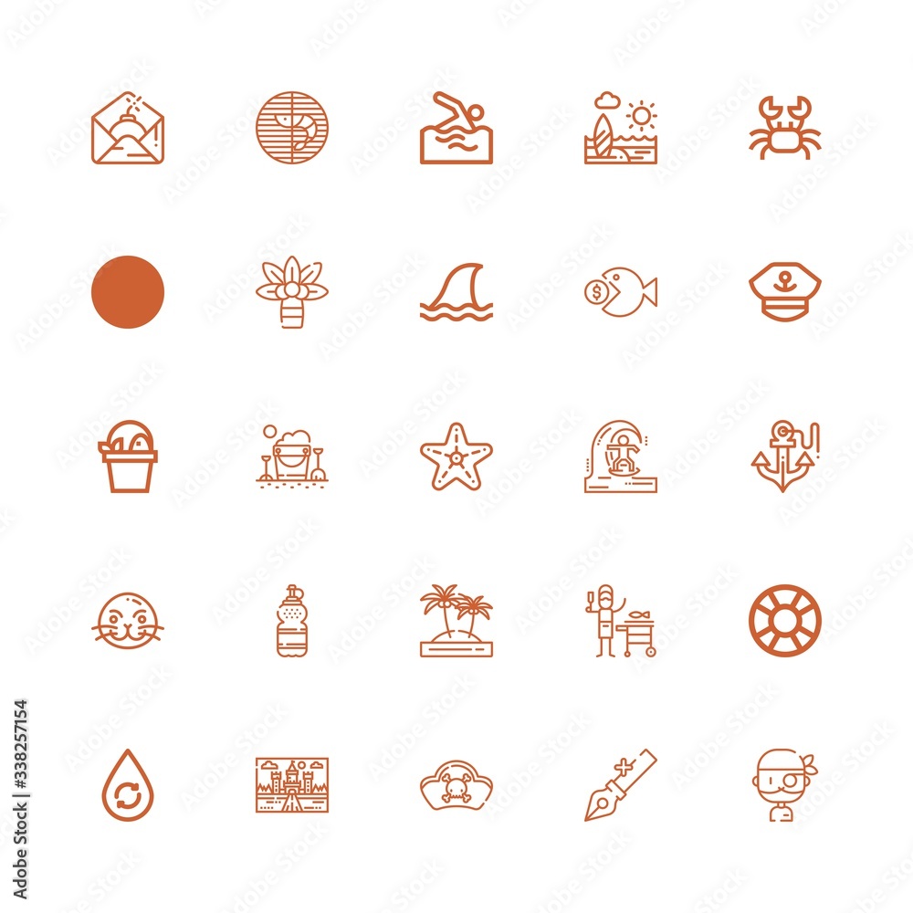 Editable 25 sea icons for web and mobile