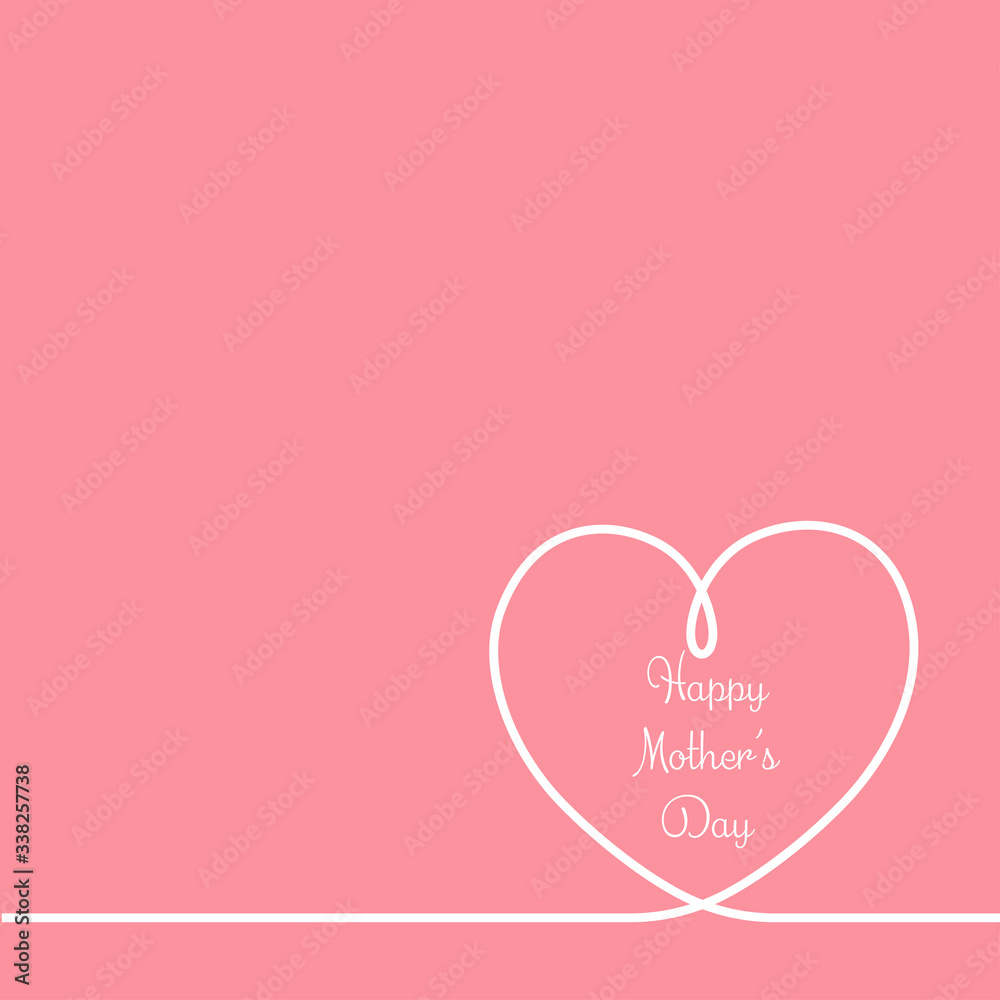 Happy Mothers's Day card with line heart. Vector.