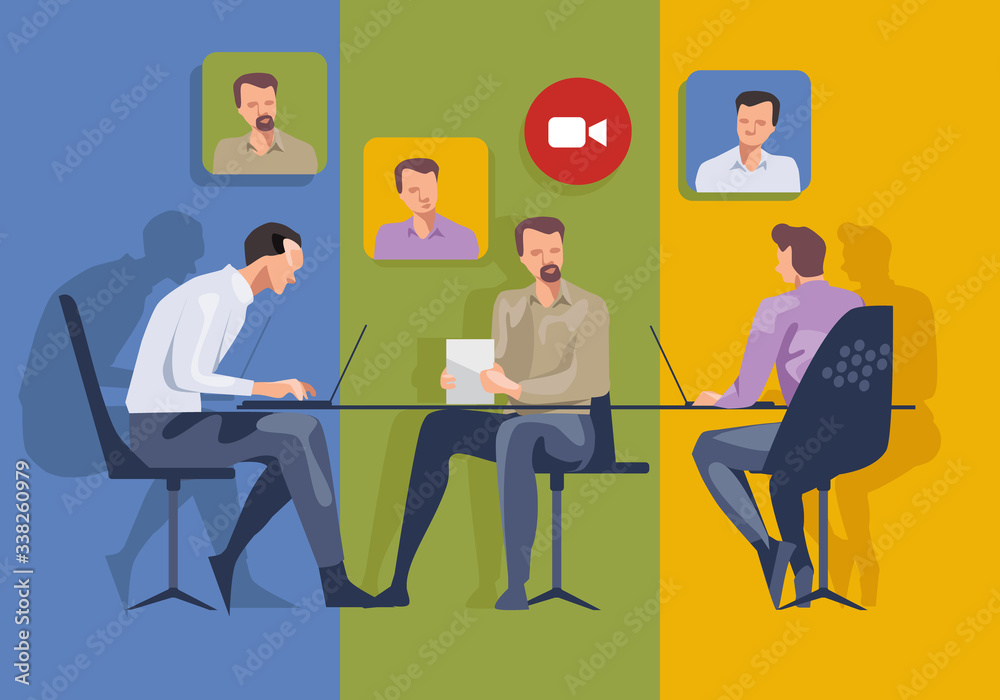 Meeting online video call company meeting with team together Meeting online video call company meeting with team together