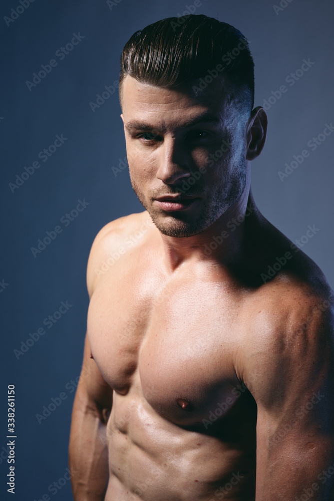 muscular young man with naked torso