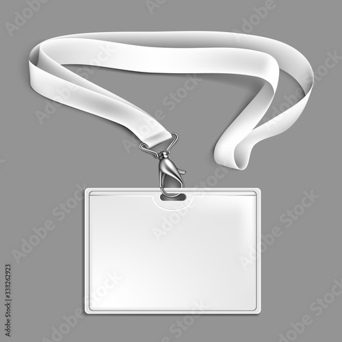 Lanyard Identification Card With Ribbon Vector Illustration