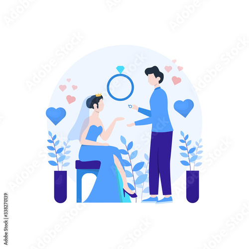 a couple is engaged and preparing to have a wedding vector illustration, suitable for landing page, ui, website, mobile app, editorial, poster, flyer, article, and banner