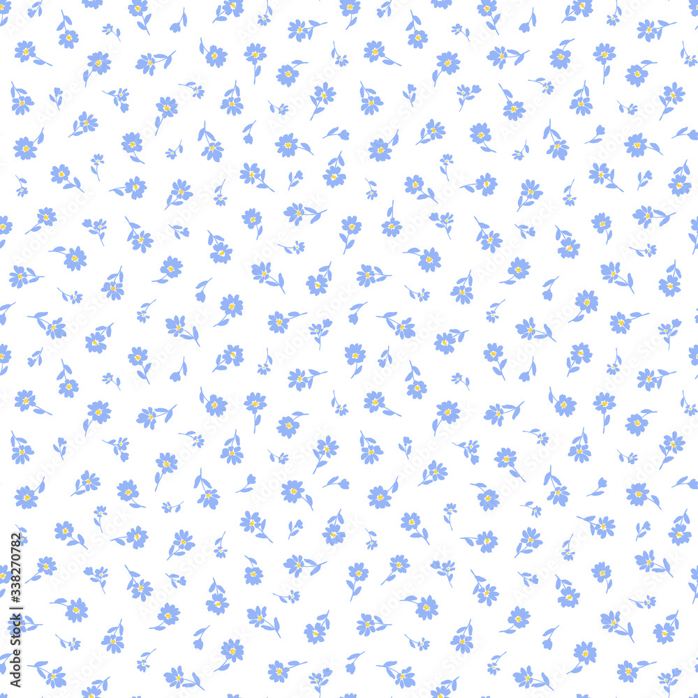 Seamless pattern of beautiful little flowers and plants,
