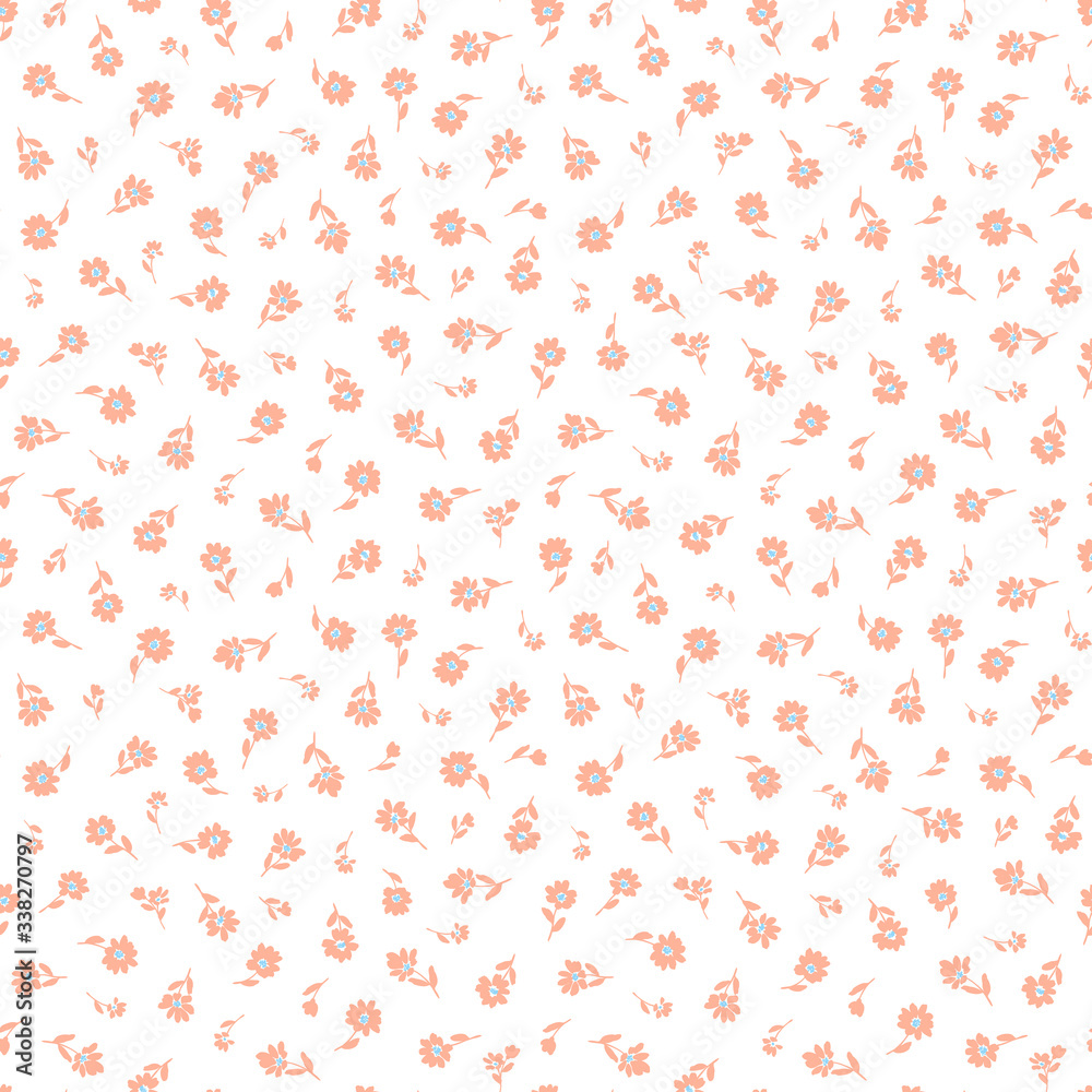 Seamless pattern of beautiful little flowers and plants,