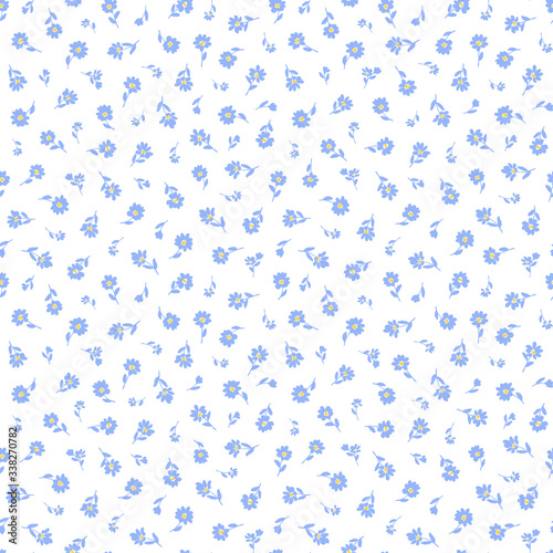 Seamless pattern of beautiful little flowers and plants,