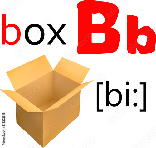 Alphabet letter B with a picture box and a transcription of the sound